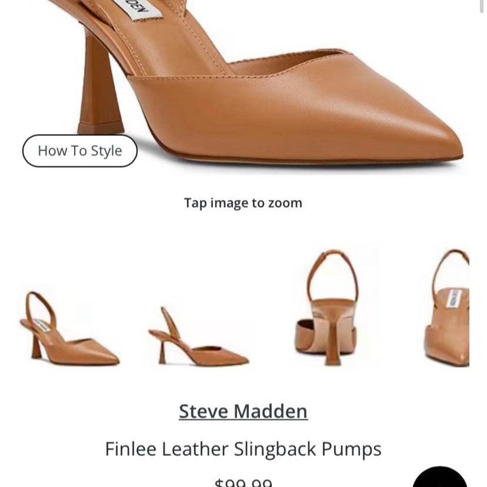 Steve Madden Black Finlee Leather Slingback Heels